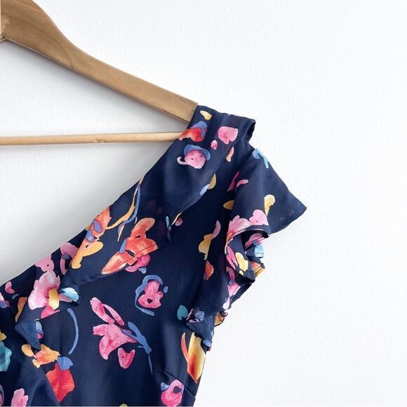 KE NED IK Floral Maxi Dress Women's M Ruffled V-Neck NWT - Picture 3 of 8